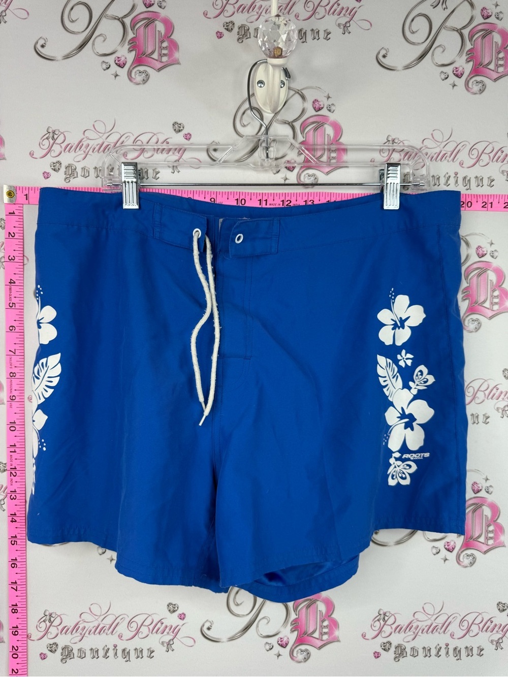 Roots swim shorts tropical Royal Blue Swim Shorts with White Floral Print